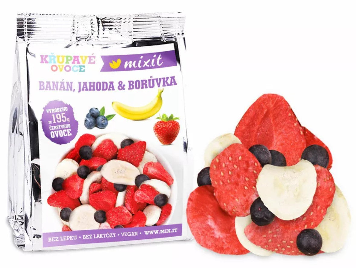 Mixit - Křupavé ovoce do kapsy - Banán, jahoda a borůvka (23g)