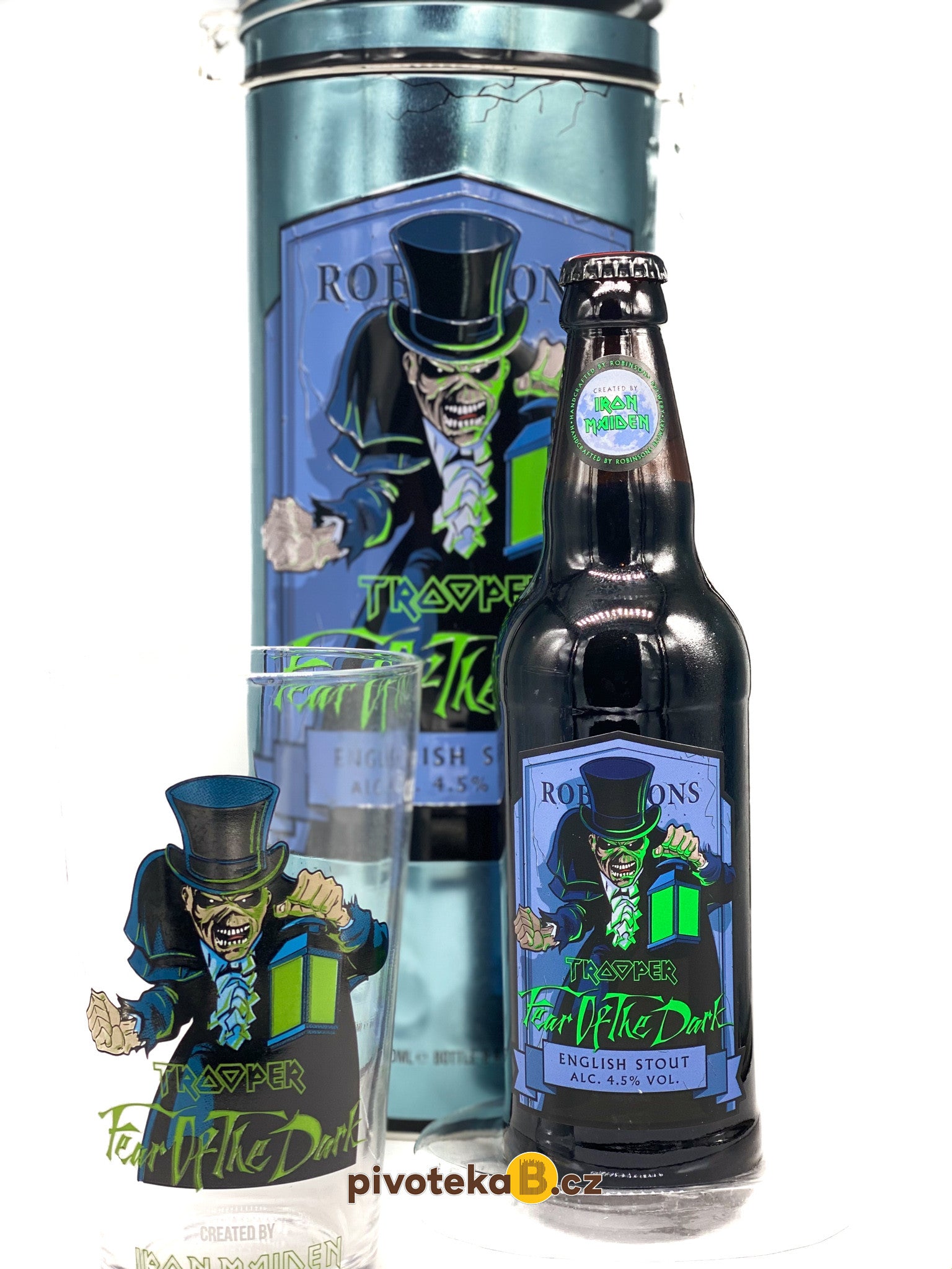 Iron Maiden's Trooper Fear of the Dark tmavé pivo 4,5 % v dárkovém balení