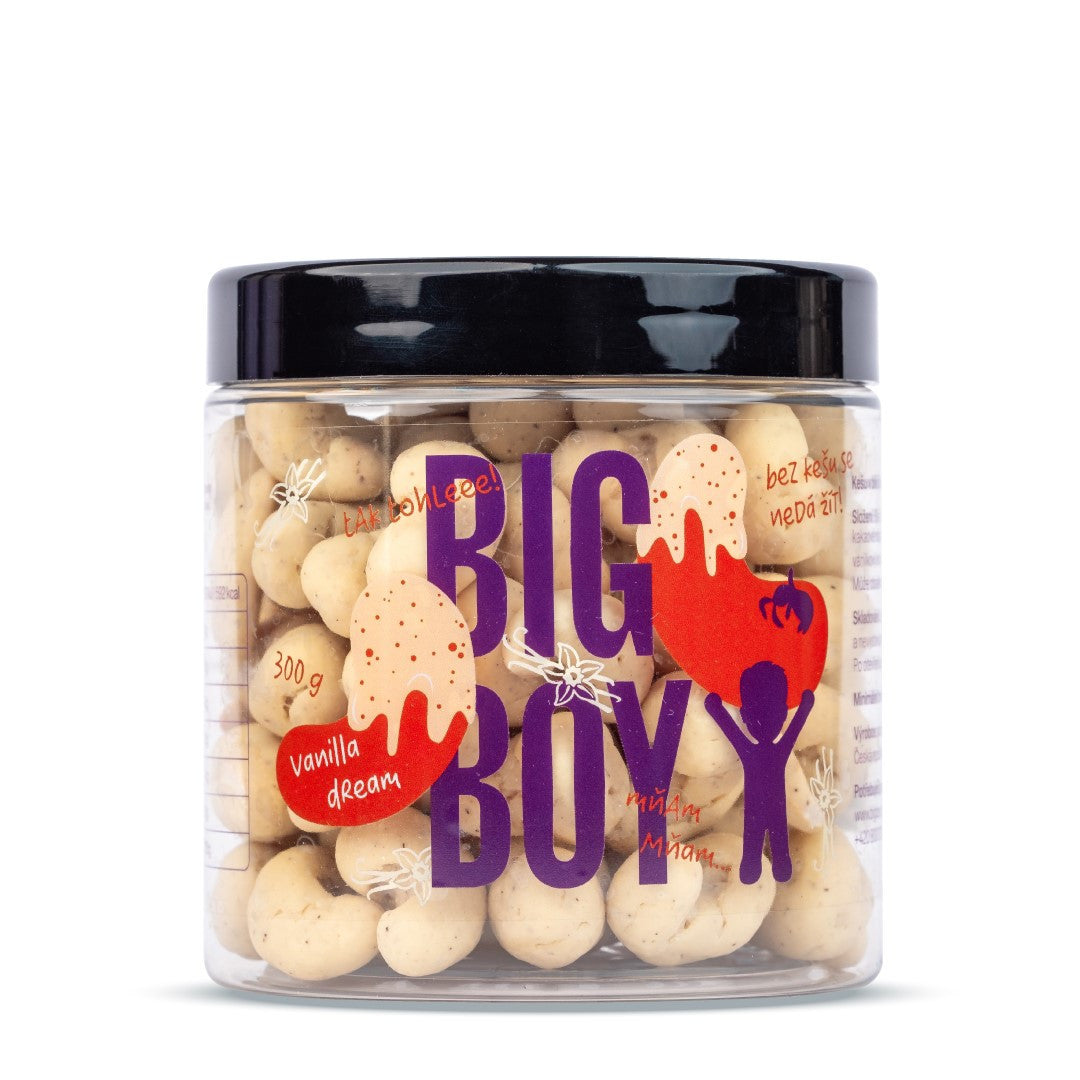 BIG BOY - BIG BOY® Vanilla dream - Kešu v bio bílé čokoládě s kousky pravé vanilky (300g)