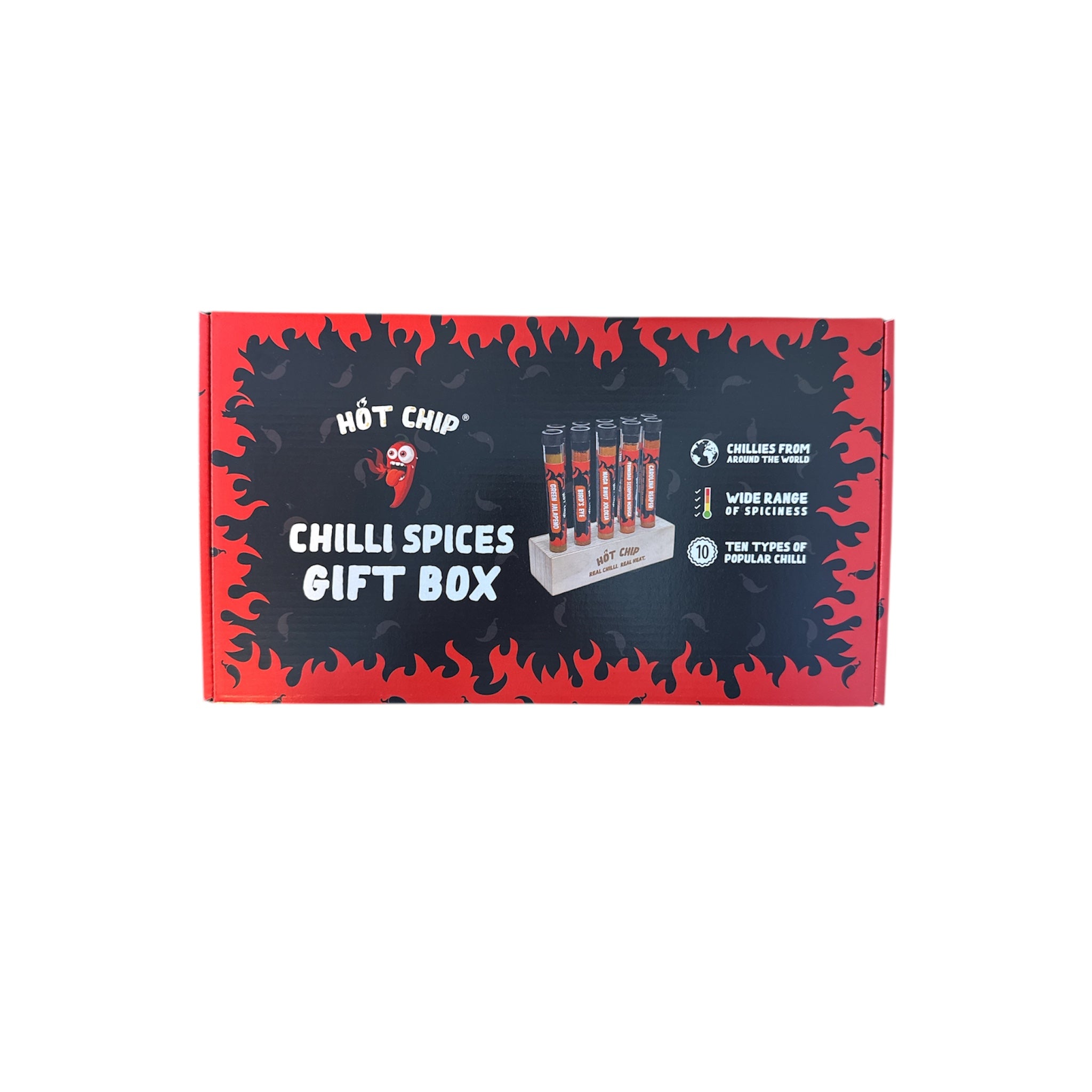 Hot Chip - Dárkový set Chilly koření (10x ampulka, 1x stojánek)